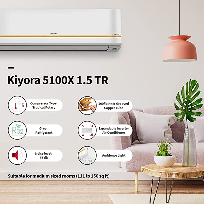 Hitachi 1.5 Ton 5 Star Inverter Split AC (Copper, Dust Filter, RSRG518HEEA, White) - Image 8